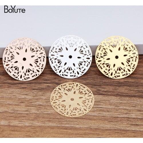 BoYuTe 50Pcs 28MM Filigree Metal Sheet Flower Pendant Charms Diy Hand Made Jewelry Findings