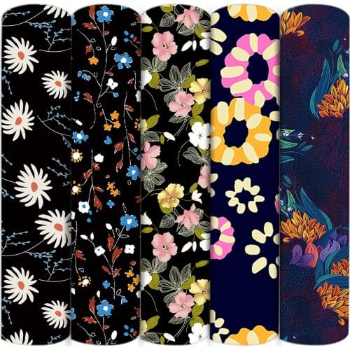 Black Series Flower Floral Polyester cotton Fabric Patchwork Tissue Kid Home Textile Sewing Doll Dress Curtain,c16561