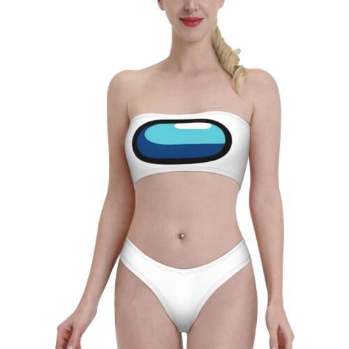 Game Comic Kawaii swimming suit Impostor Sus Sussy Amogus Bandeaukini 2021 Swimming Suit Bikinis for Women young Girl