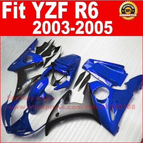 ABS plastic motorcycle fairing kits for YAMAHA 2003 2004 2005 R6 blue black YZF R6 03 04 05 fairings kit parts