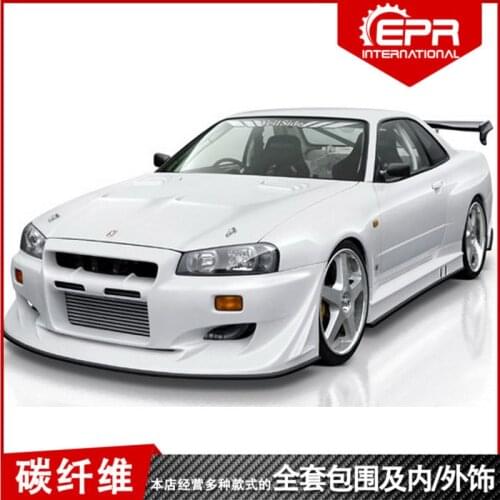 Suit For Skyline Japanese R34 Gtr Modified Varisgt Resin Fiber Front and Rear Bumper Side Skirts