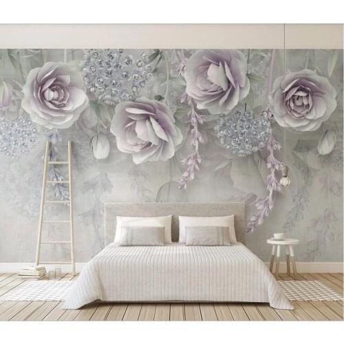 XUESU Custom wallpaper wall covering new lilac flower 3d three-dimensional relief flower TV background wall