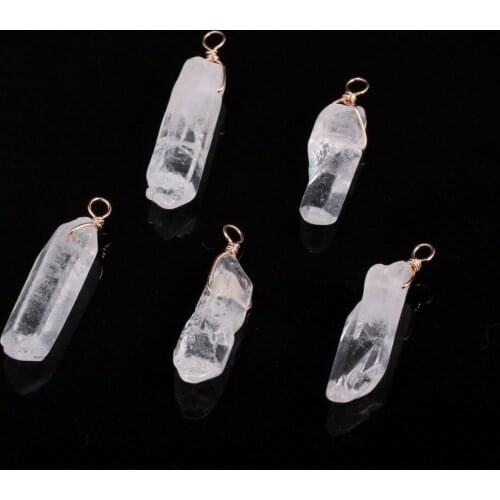 Natural Stone fashion crystal column transparent pendant Diy production bracelet necklace charm for Jewelry Making