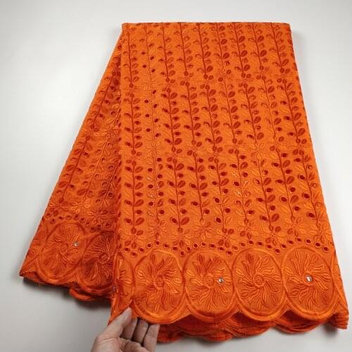 Latest 2021 African Lace Fabric Nigerian Swiss Dry 100%Cotton Lace Fabric With Stones Dubai Lace Fabric For Sewing 5Yards