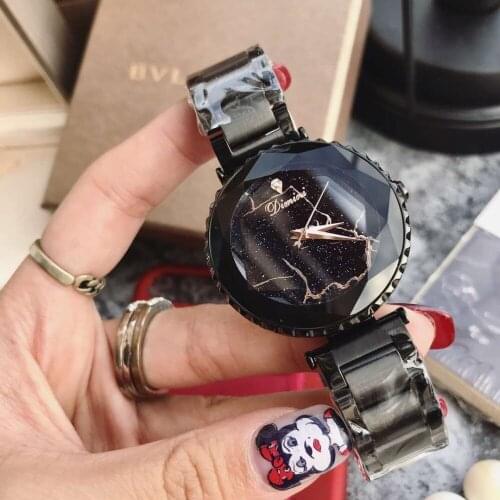 New Independent Women Full Black Watches Anti Fading Sexual Cold Wind Party Dress Wrist watch Cool Lightning Watch Marble Montre