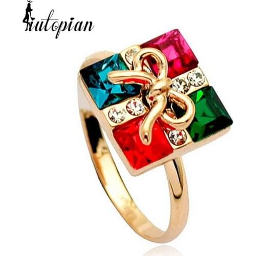 Italina Rigant Rose Color Genuine Austrian Ring With Austrian Crystal Stellux Top Quality candy color A#RG96361