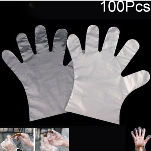 100PCS Disposable Gloves Transparent Thin Film Glove Safety Glove For Food Cleaning