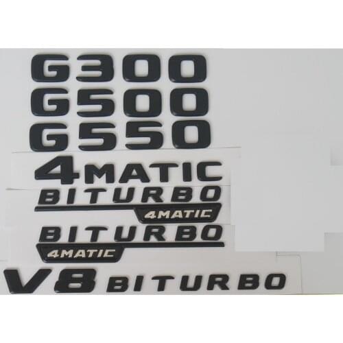 Flat Matte Black Trunk Letters Badge Badges Emblem Emblems Sticker for Mercedes Benz G300 G400 G450 G500 G550 V8 BITURBO 4MATIC