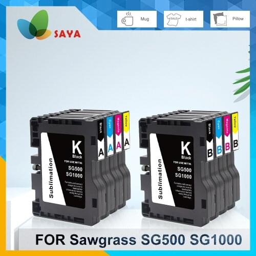 Saya SG500 A+B Sublimation Ink Cartridge For Ricoh Sawgrass SG500 SG1000 Inkjet Printer sublimation For T-shirt Cup 4color/8PCS