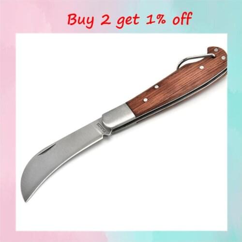 Outdoor EDC Tool Wood Handle Folding Knife Mushroom Knife Camping Survival Tool