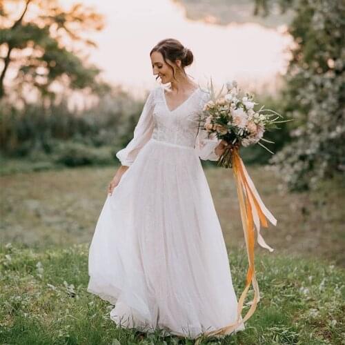 Wedding Dress Lace Bohemian Wedding Dress Sweetheart Court Train Simple Bridal Gowns 2021 Elegant
