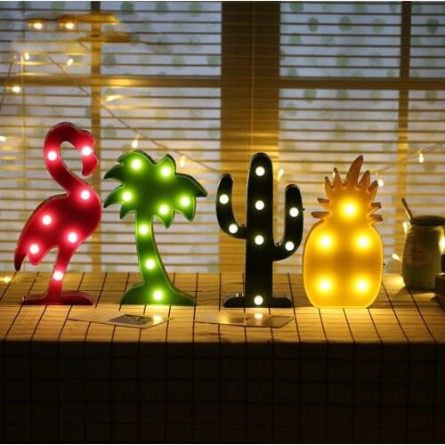 Flamingo LED Night Light Unicorn Party Supplies Pineapple Cactus Star Moon Table Lamp For Christmas Wedding Decoration