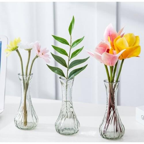 1pc European-style Transparent Glass Vase Living Room Flower Arrangement Decoration Mini Hydroponic Dried Flower Glass Bottle