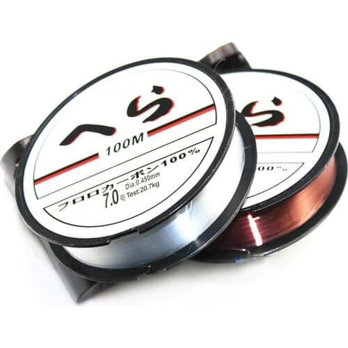 1 pcs 100m Fluorocarbon Nylon Fishing Line 3.5LB-40.5LB Carbon Fiber Leader Line Fly Fishing line Fishing Tackle Tool TSLM1