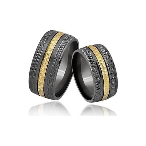 Black Plated Silver Wedding Rings Couple Rings