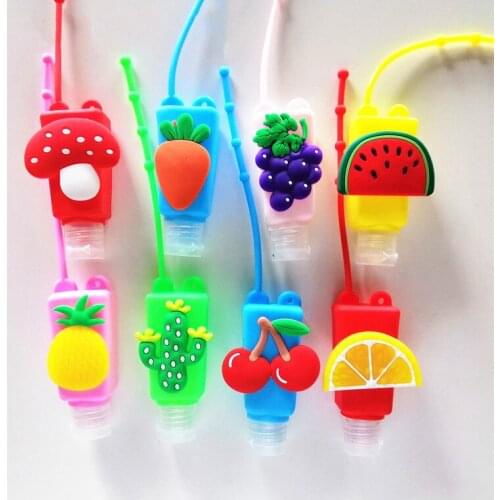 Funny Fruit Food Silicone Mini Hand Sanitizer Holder Travel Portable Safe Gel Holder Hangable Liquid Soap Dispenser Containers