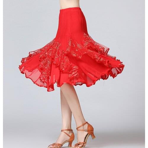 New Ballroom Dance Skirts Women Latin Tango Modern Dancing Skirts National Standard Waltz Flamenco Competition Dance Dress