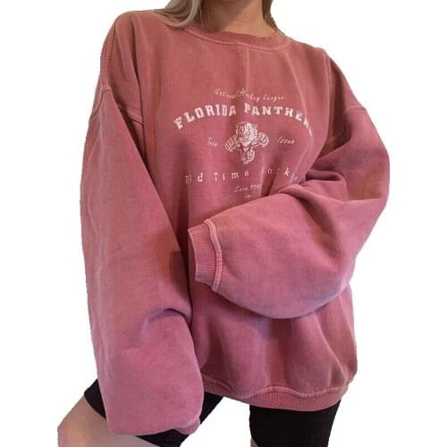 2020 Fall/Winter Womens New Sweatshirt Loose Korean Letter Round Neck Long Sleeve Harajuku Style Pullover Wm