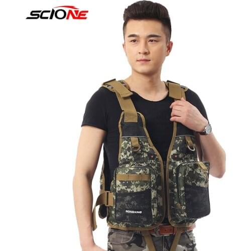 Outdoor Fishing Vest Summer Multi-function Tactical Hiking Camping Vest Male Female Camera Photography Mountaineering Vest XA83G