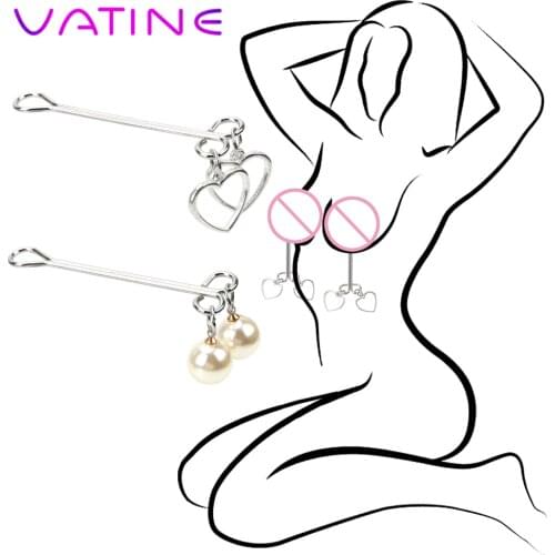 VATINE Nipple Clamps Pearl Shape Adult Products Heart Shape Sex Toy for Women Couples Flirting Torture Toys 1 Pair Adult Games