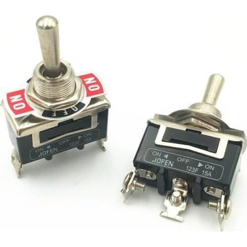 10pcs Momentary Toggle Switch 123F 3-Pin 3 Position ON-OFF-ON SPDT 15A 250VAC Automatic Reset Self-reset Switches