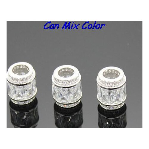 11mm*9mm Findings Diamante Zircon micro pave spacer fg3 Boutique Round Shape Beads inlay Brass big hole bracelet crystal