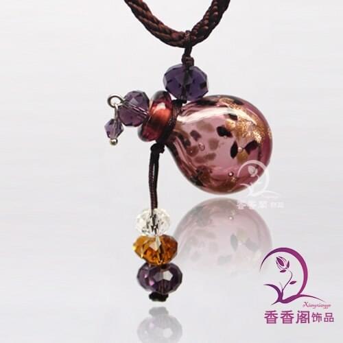 2PCS Murano Glass Perfume Necklaces (with cord),essential oil pendant , fragrance necklace, essential oil bottle