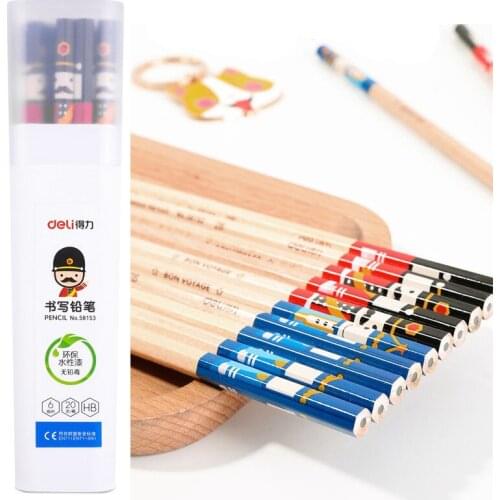 20 pieces / box Deli 58153, Hb hexagon bar senior big head soldier series log water-based paint pencil student office stationery