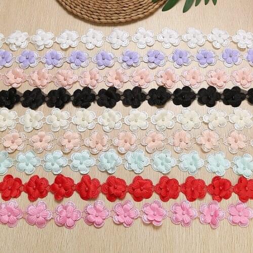 20Yards Organza Embroidery Lace Trim Beautiful Flower Pearls Two Layers Fabric Ribbon DIY Skirt Dress Accessories Clothing