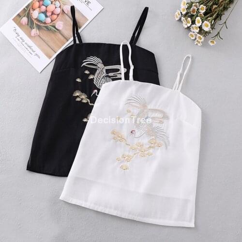 2021 sexy sleeveless vest oriental hanfu shirt crop top women vest crop top phoenix embroidery stylish cami tank top hanfu shirt