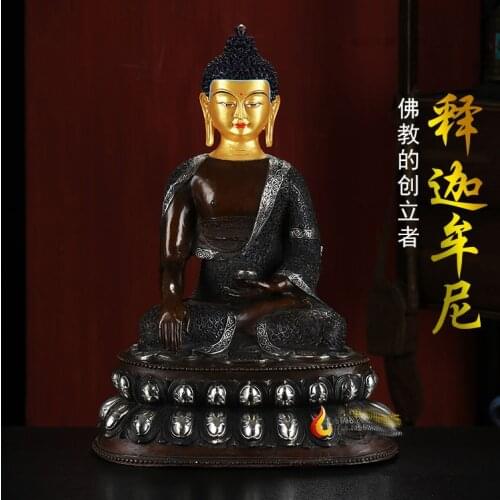 LARGE 2021 Good LUCK - HOME Hall efficacious Protection Talisman Tibetan Silver plating Shakyamuni Buddha Buddhist brass statue