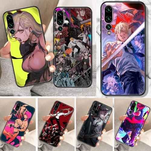 Anime Chainsaw Man Phone Case For Huawei P Mate P10 P20 P30 P40 10 20 Smart Z Pro Lite black soft back 3D bumper pretty coque