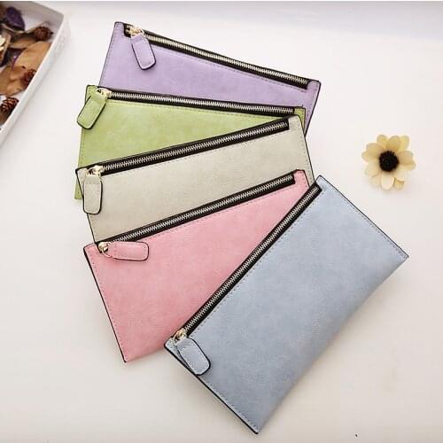Wallet For Women Purse Ladies Wallet Long Money Bags Simple Style Coin Purse Leather Thin Wallets Female Card Holder Solid