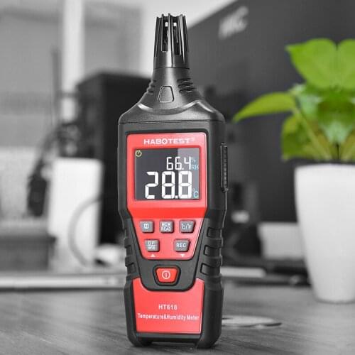 Digital Ambient Wet Bulb Dew Point Temperature Meter Humidity Hygrometer ℃ ℉ Gauge LCD Display HT618 HABOTEST Mini Handheld