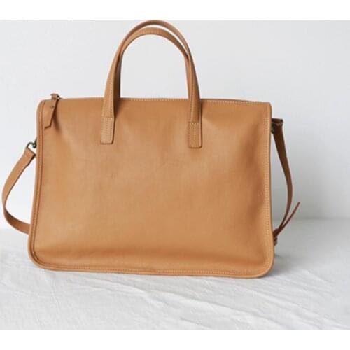 Briefcase ladies leather 2019 new business commuter fashion first layer coin-leather large volume simple lady handbag