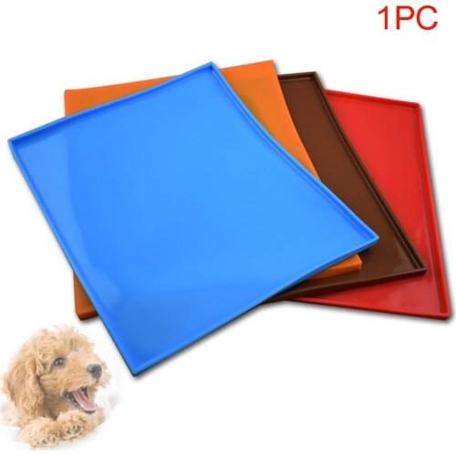 31*26cm Eco-friendly Silicone Non Slip Dog Cat Feeding Spillproof Food Pet Tray Mats Silicone pad Orange/Red/Coffee/Blue