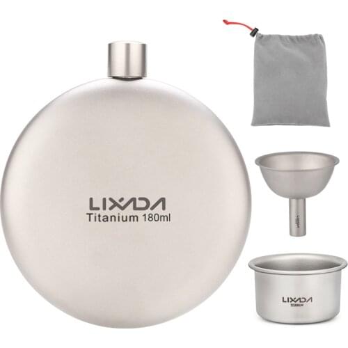 Lixada 180/260ml Leakproof Titanium Flask Alcohol Whisky Wine Flask with Cup Set for Outdoor Camping Backpacking Travel Picnic