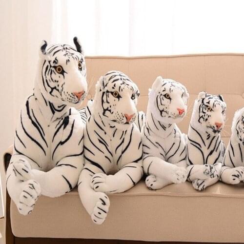 30-120cm Stuffed Animal Simulation Giant Plush Tiger White Brown Cute Plush Tiger Birthday Gifts Children Baby Christmas Gifts