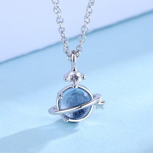 Exquisite Planet Pendant Necklace Creative Charming Womens Clavicle Chain Korean Fashion Crystal Jewelry