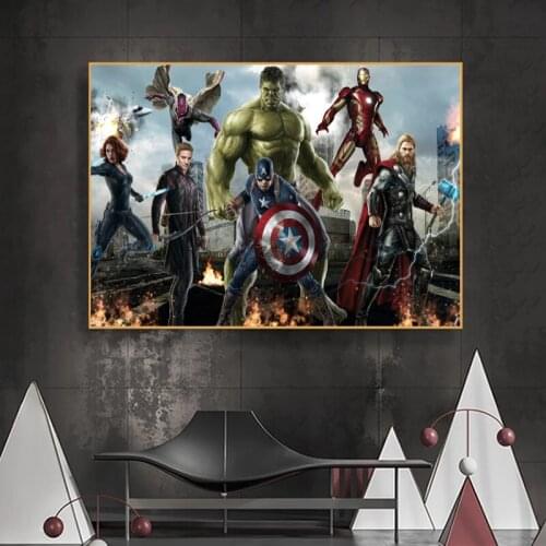 Marvel Avengers Anime Canvas Paintings Captain America Superhero Iron Man Hulk Posters Wall Art Pictures for Living Room Decor