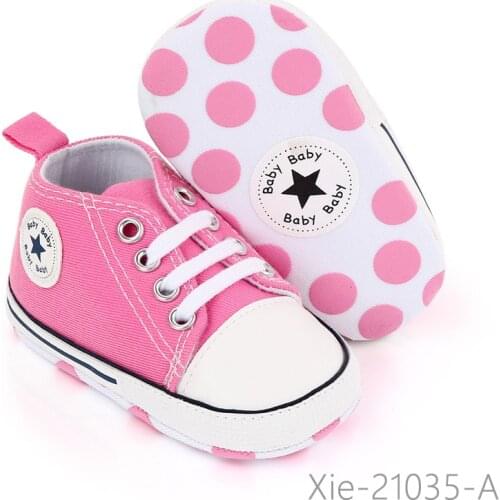 Baby Canvas Classic Sports Sneakers Newborn Baby Boys Girls Print Star First Walkers Shoes Infant Toddler Anti-slip Baby Shoes