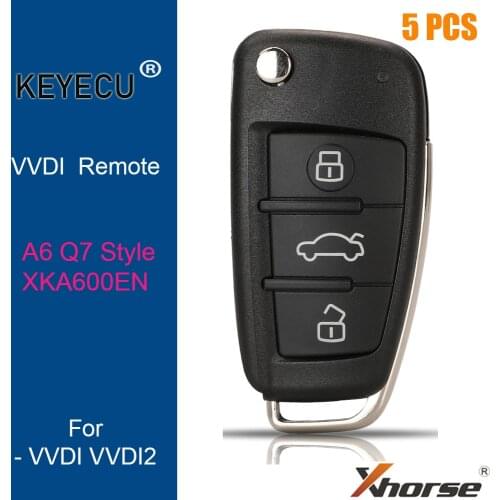 KEYECU 5PCS/Lot XHORSE English Version X003 for Audi A6L Q7 Type Wire Universal Remote Key - 3 Button - for VVDI Key Tool, VVDI2