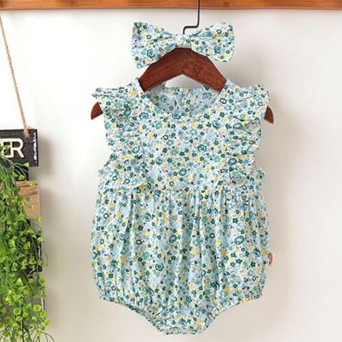 Summer Newborn Baby Girl Bodysuits Sleeveless Cotton Printing Infant Baby Girls Jumpsuit Toddler Baby Girls Clothes