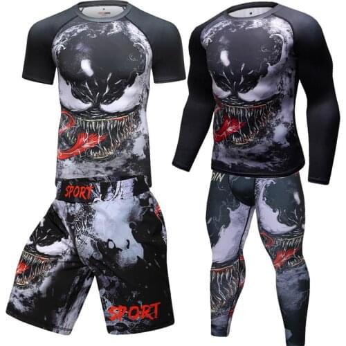 Compression Shirt and Pants Set, Muay Thai Mma Mens Sportswear, Compression Body Set, Venom, Kickboxing Rashguard