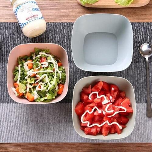 Square Bowl Unbreakable Multifunctional Plastic Eco-friendly Salad Fruit Bowl Soup Salad Noodle Rice Bowl for Kitchen