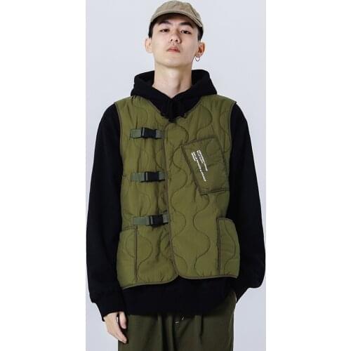 Firmranch Men/Women Winter/Autumn Amekaji Padded Sleeveless Jacket Multi Pockets Pocket Work Clothes Vest For Men INS Popular