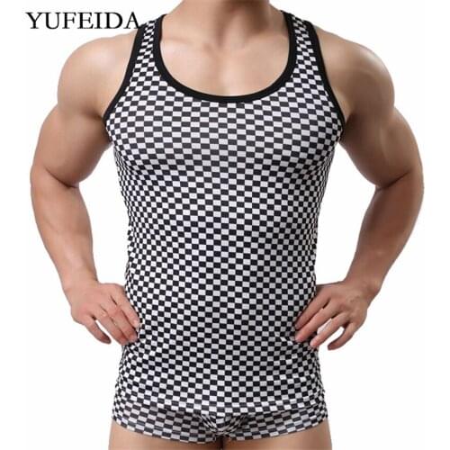 Mens Undershirts Breathable Sleeveless T-shirts Slim Fitness Men Tank Tops Vest Boxer Shorts Underwear Sportwear Men Clothes Set