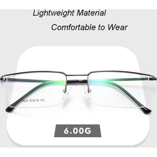 Ultra-Light Casual Metal Frame Eyeglasses Men Business Style Browline Frame with Spring Hinges Half Rim Spectacles