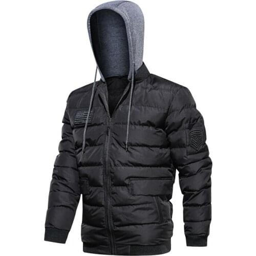 Parkas Autumn Winter men Down cotton hooded jacket mens Solid color Casual coat New Male thick warm outerwear Brand clothing 5XL