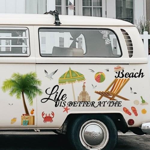 Beach Scenery Wall Sticker for Boys Room Decor Creative Mural Home Living Room Decoration Art Teen Bedroom Decals for Furniture